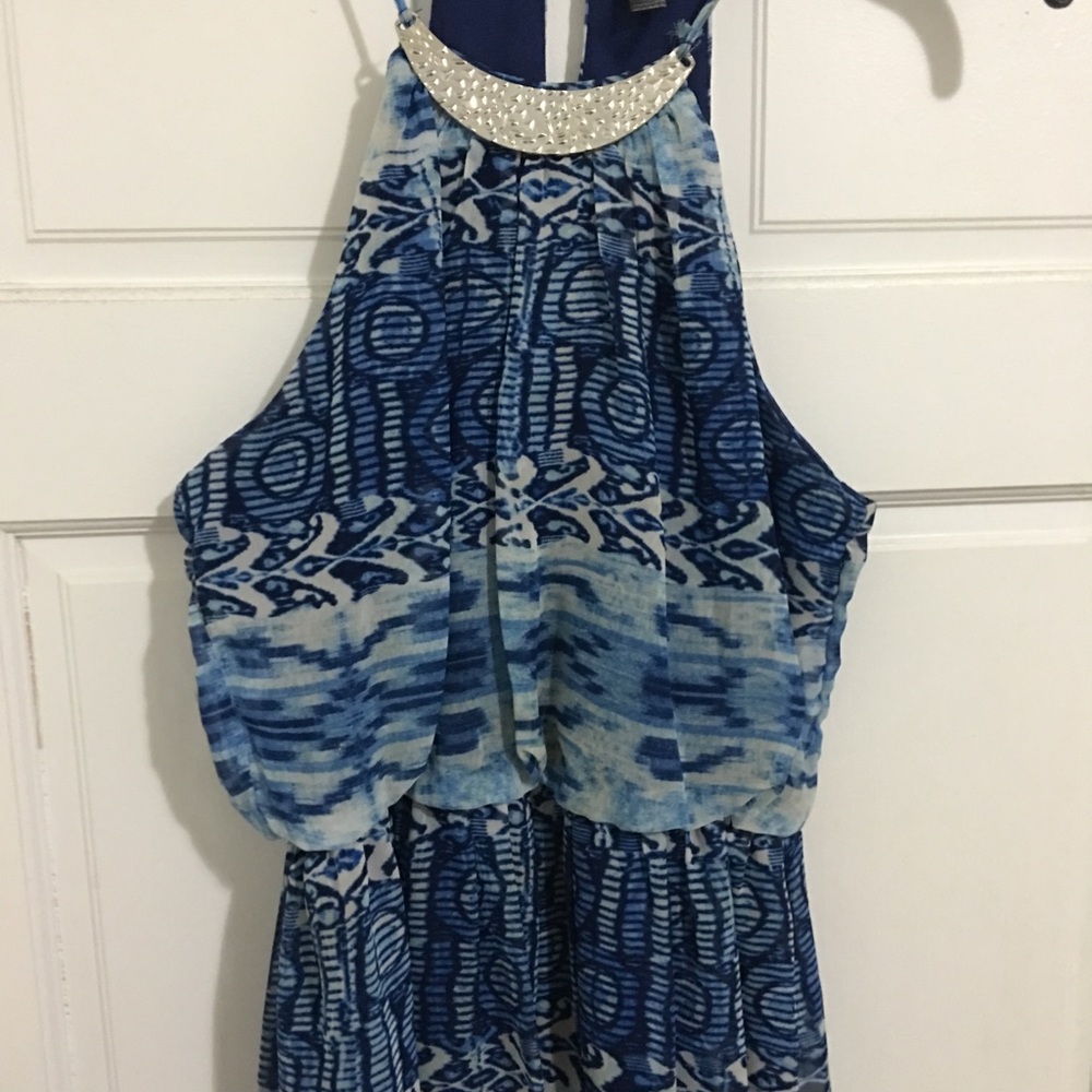 BLUE PATTERNED MIDI DRESS